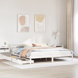 vidaXL Posteljni okvir brez vzmetnice bel 180x200 cm trdna borovina Cene