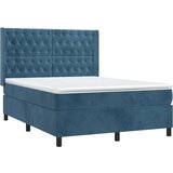  Krevet box spring s madracem LED tamnoplavi 140x200 cm baršun | shoptok.hr