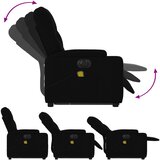  Električni masažni naslonjač na podizanje od tkanine crni | shoptok.hr