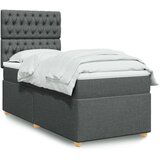 vidaXL Box spring postelja z vzmetnico temno siva 90x190 cm blago | Shoptok.si