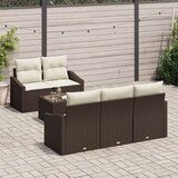  6-delni vrtni sofa set z blazinami Rjava Poli ratan, (22091177) | Shoptok.si