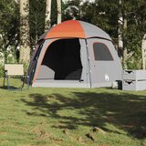 vidaXL družinski šotor igloo za 6 oseb v sivi in oranžni barvi | Shoptok.si
