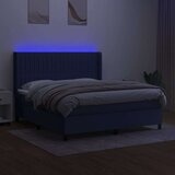 vidaXL Box spring postelja z vzmetnico LED modra 180x200 cm | Shoptok.si