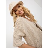 Fashion Hunters Light beige loose cardigan with 3/4 RUE PARIS sleeves | Shoptok.si