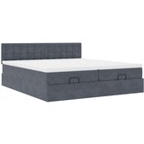 vidaXL Otomanski posteljni okvir z vzmetnicami siv 200x200cm žamet | Shoptok.si