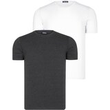 Dewberry DOUBLE SET T8569 BICYCLE COLLAR MEN'S T-SHIRT-WHITE-ANTHRACITE | Shoptok.si