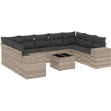 vidaXL 10-dijelni set vrtnih sofa poliratan s jastucima svijetlosivi | shoptok.hr