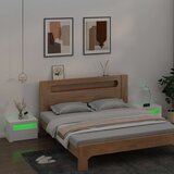  Noćni ormarići 2 kom s LED svjetlima bijeli 60 x 35 x 40 cm | shoptok.hr