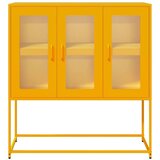 vidaXL Komoda gorčično rumena 100,5x39x107 cm hladno valjano jeklo | Shoptok.si