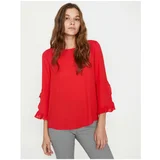 Koton Women's Red Ruffle Blouse