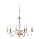  Ondaluce - Visilica na sajli PAGANINI, 6xE14/10W/230V, prečnik 70 cm, zlatna/prozirna | Eponuda.com