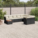  10-dijelni set vrtnih sofa s jastucima crni od poliratana | shoptok.hr