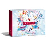 Clarins Super Restorative Collection set: dnevna krema za obraz Super Restorative Day Cream 50 ml + nočna krema za obraz Super Restorative Night Cream 15 ml + krema za okoli oči Total Eye Lift 7 ml + serum za obraz Double Serum 0,9 ml + rdeča kozmetična torbica za ženske | Shoptok.si