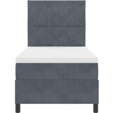 vidaXL Postelja z vzmetnico Temno siva 100x200 cm Žamet | Shoptok.si