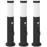 vidaXL Stebričke s senzorjem in vtičnico 3 kosi 50 cm nerjaveče jeklo IP44, (5000296964) | Shoptok.si