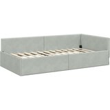 vidaXL Kotna postelja Svetlo siva 90 x 200 cm Samet in sodobno leseno | Shoptok.si