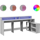vidaXL Radni stol s LED svjetlima siva boja hrasta 200x104x91cm drveni | shoptok.hr