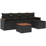  6-dijelni set vrtnih sofa s jastucima crni od poliratana | shoptok.hr
