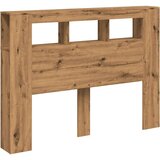 vidaXL LED posteljno vzglavje artisan hrast 140x18,5x103,5 cm inž. les | Shoptok.si