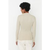 Trendyol Stone Soft Textured Polo Neck Knitwear Cardigan | Shoptok.si