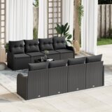 vidaXL 9-delni set vrtnih kavčev z blazinami Črn Poli Ratan | Shoptok.si