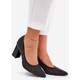 VINCEZA Embellished Mesh Pumps On A Heel Black 62211 | Shoptok.si