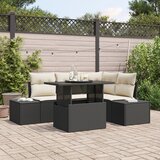 vidaXL 5-dijelni vrtni sofa set s jastučićima crni poli ratan Cijene
