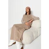 Trendyol Mink Polo Neck Sleeves Patterned Sweater Dress Cene