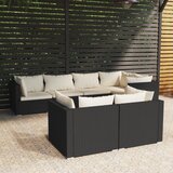 The Living Store Vrtna sedežna garnitura 7-delna z blazinami črna poli ratan - Vrtna Sedežna Garnitura, (21459767) | Shoptok.si
