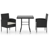 The Living Store Vrtna jedilna garnitura 3-delna poli ratan črna - Vrtna Jedilna Garnitura, (21461641) | Shoptok.si