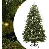 vidaXL Umestno božično drevo z LED lučmi Zelena 240 cm PVC in kovina | Shoptok.si