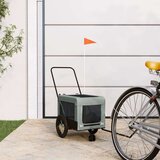 Prikolica za bicikl za ljubimce sivo-crna od tkanine i željeza | shoptok.hr