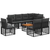  Set vanjskih sofa 9 pcs Crna i tamno siva Poliester - Crna sa stolom | shoptok.hr