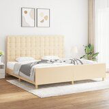  The Living Store Posteljni okvir z vzglavjem krem 200x200 cm blago - Posteljni Okvir Z Vzglavjem, (21499404) Cene
