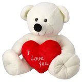 Ozzo Plush, igračka, plišana, meda, bela, 38cm, I love you Cene