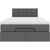 vidaXL Otomanski posteljni okvir z vzmetnico siv 120x200 cm um. usnje | Shoptok.si