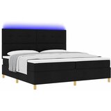  LED Box Spring Krevet s uzglavljem Crna 200 x 200 cm tkanina | shoptok.hr