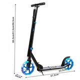  Skuter sklopiv i podesiv po visini, nosivost 100 kg, 2 LED kotača - plavi | shoptok.hr
