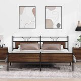 Metalni Kovinski posteljni okvir brez vzmetnice rjavi hrast 200x200 cm, (21829272) | Shoptok.si