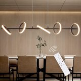 Nettlife LED viseča svetilka Moderna Črna Diam.106CM Zatemnitvena z daljincem 42W Kovina Nastavljiva višina za jedilnico Dnevna soba, (22123009) | Shoptok.si