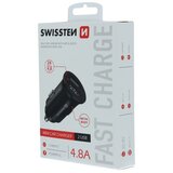 Swissten punjač za auto, 2xUSB, 4.8A, 12-24V, metalic, crni | shoptok.hr