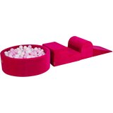 MeowBaby Foam Playground 3-delni komplet za igranje bazena s penasto žogo, 200 žog, žamet, škrlatna: bela/pastelno roza, (21295071) | Shoptok.si