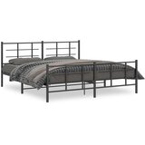 vidaXL Kovinski posteljni okvir z vzglavjem in vznožjem črn 180x200 cm | Shoptok.si