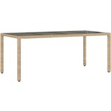  Vrtni stol sa staklenom pločom bež 190x90x75 cm poliratan | shoptok.hr