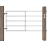 vidaXL Vrata za pašno ograjo s 5 prečkami (95-170)x90 cm srebrna | Shoptok.si