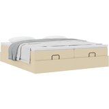 vidaXL Otomanski okvir kreveta s madracima krem 160x200cm od tkanine | shoptok.hr