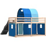 Krevet na kat s toboganom i zavjesama plavi 80 x 200 cm | shoptok.hr