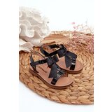 Kesi Patent leather children's sandals with Velcro bow, Black Joratia | shoptok.hr