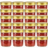 vidaXL Stekleni kozarci z zlatimi pokrovi 24 kosov 110 ml | Shoptok.si