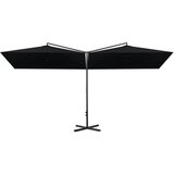  Dvostruki vrtni suncobran s čeličnim stupom 600 x 300 cm crni | shoptok.hr